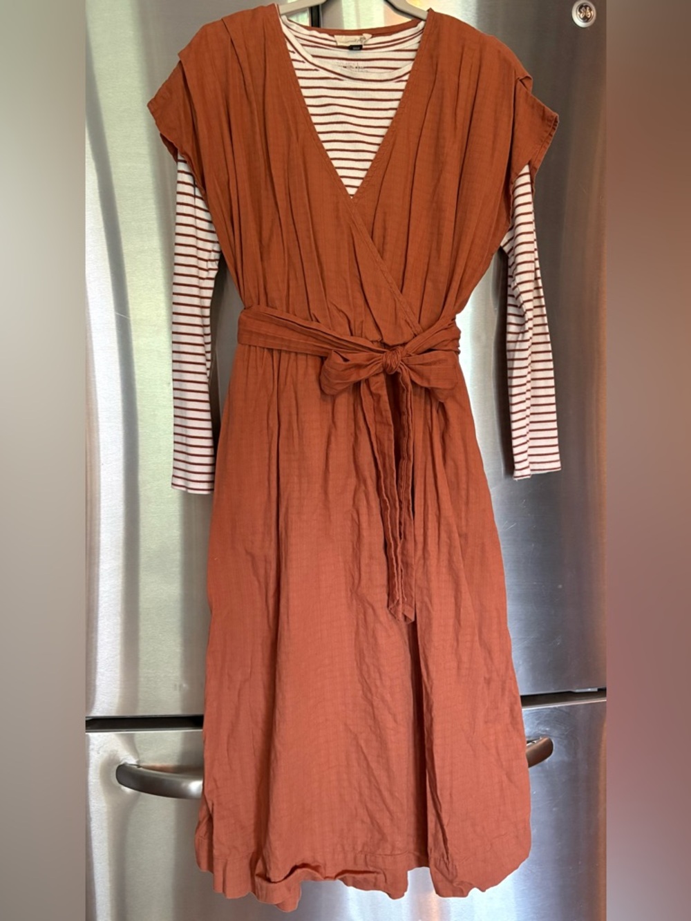 Universal Thread Rust Wrap Midi Dress with Tie Waist